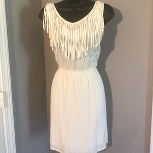 White Dress with Fringe Neckline by Ariat,